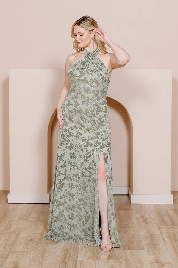 Athena Floral Burnout Velvet Dress | Made To Order - Image 15