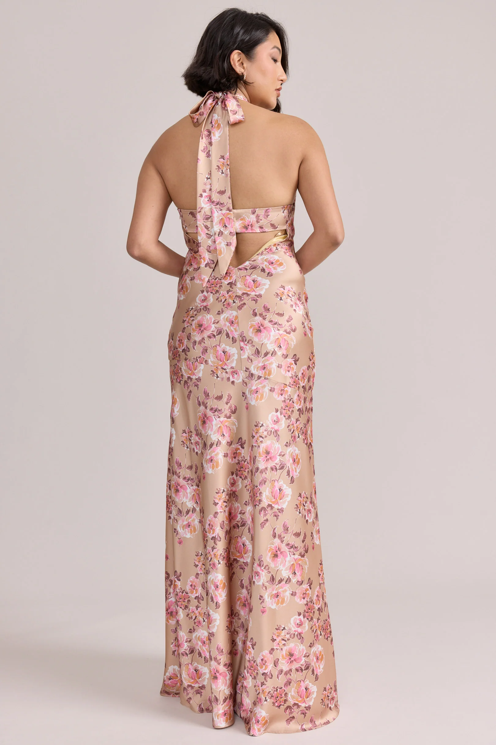 Athena Satin Floral Print Dress | Made To Order - Image 104