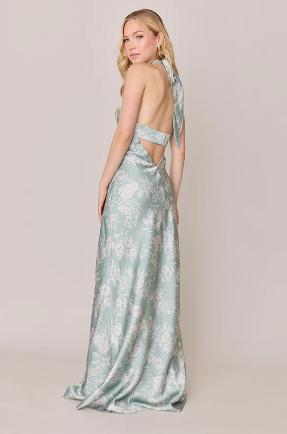 Athena Satin Floral Print Dress | Made To Order - Image 20