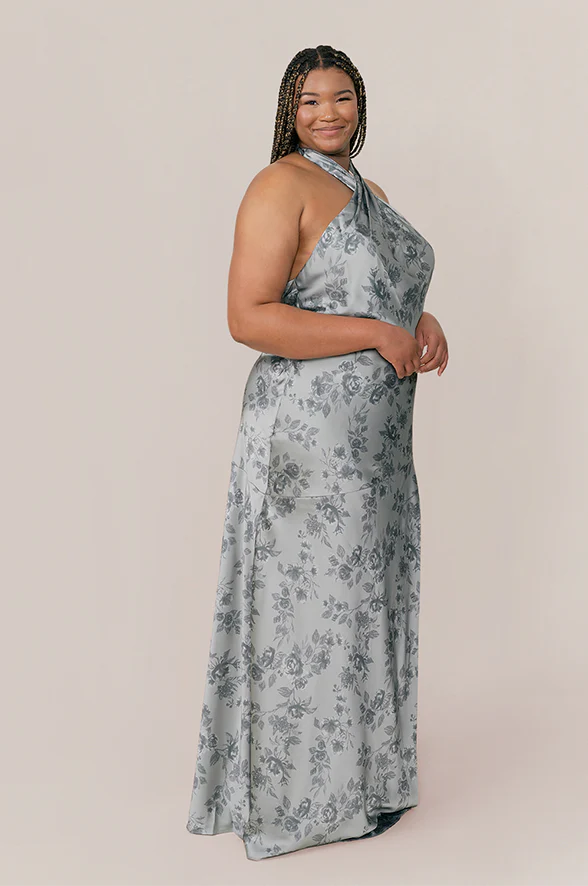 Athena Satin Floral Print Dress | Made To Order - Image 36