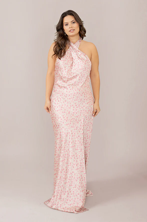Athena Satin Floral Print Dress | Made To Order - Image 42