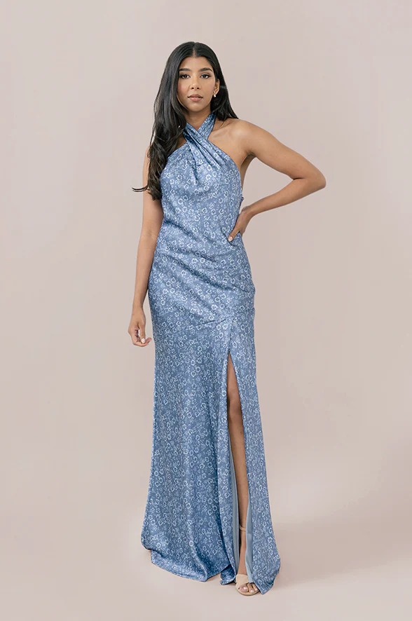 Athena Satin Floral Print Dress | Made To Order - Image 43