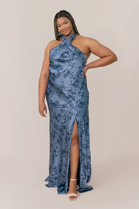 Athena Satin Floral Print Dress | Made To Order - Image 45