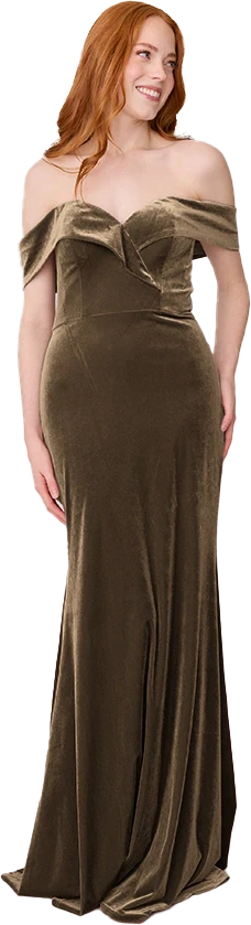 Bardot Velvet Dress | Made To Order - Image 60