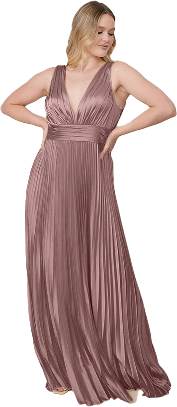 Celine Satin Pleated Dress | Made To Order - Image 146