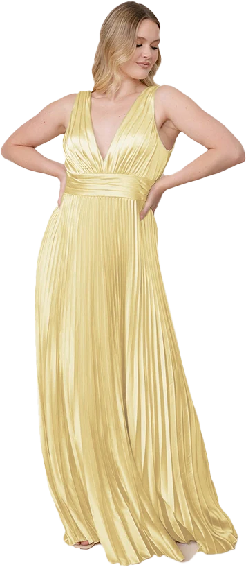 Celine Satin Pleated Dress | Made To Order - Image 159