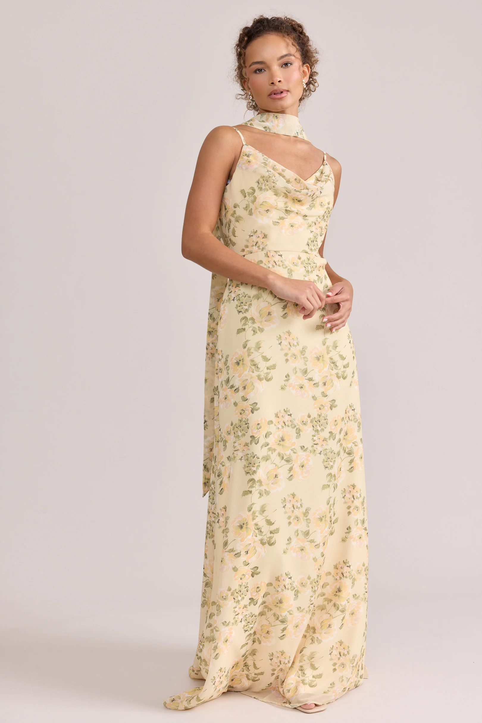 Chiffon Floral Print Skinny Scarf | Made To Order - Image 42