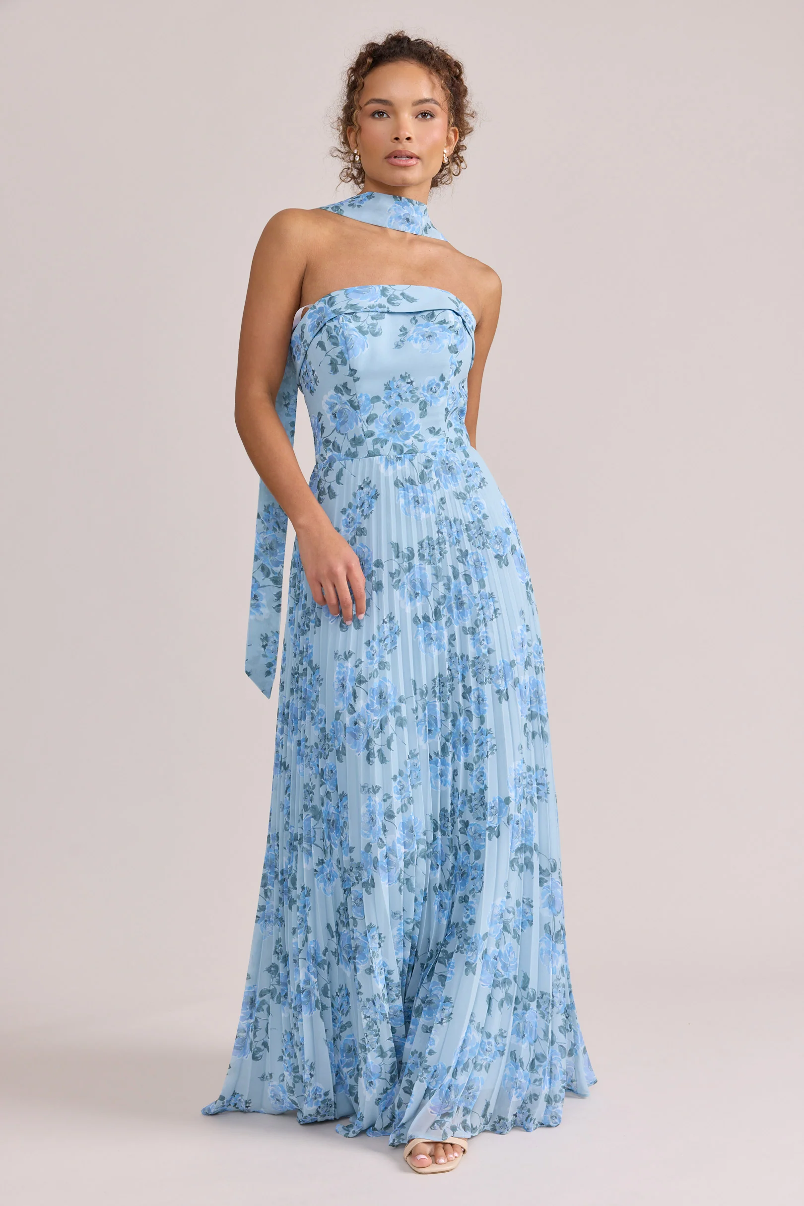 Chiffon Floral Print Skinny Scarf | Made To Order - Image 43