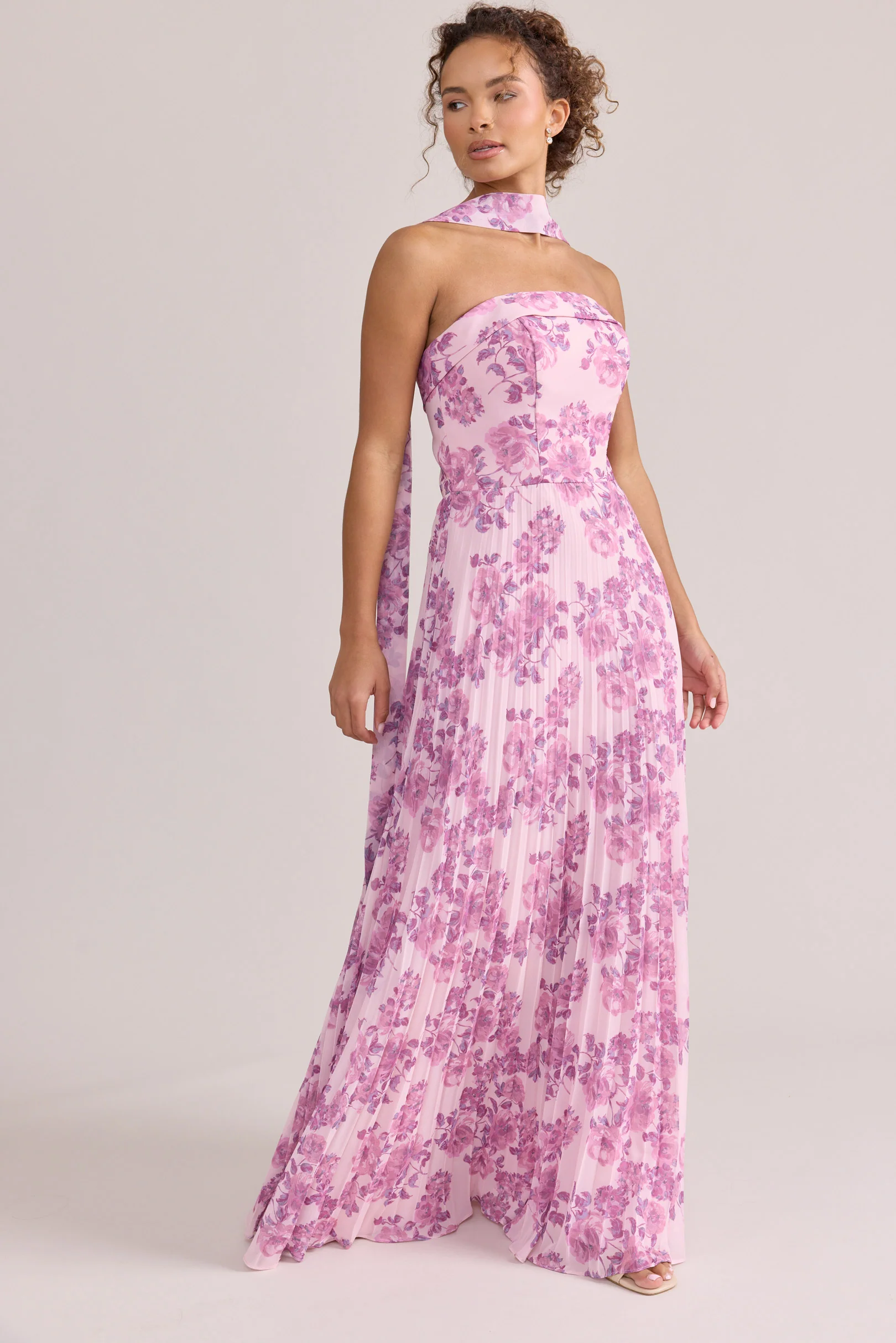 Chiffon Floral Print Skinny Scarf | Made To Order - Image 47