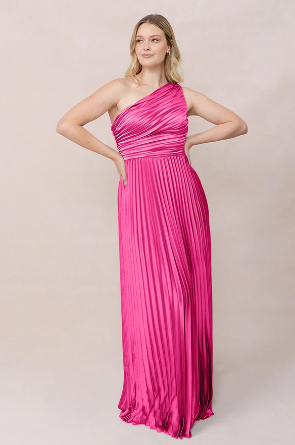 Declan Satin Pleated Dress | Made To Order - Image 56