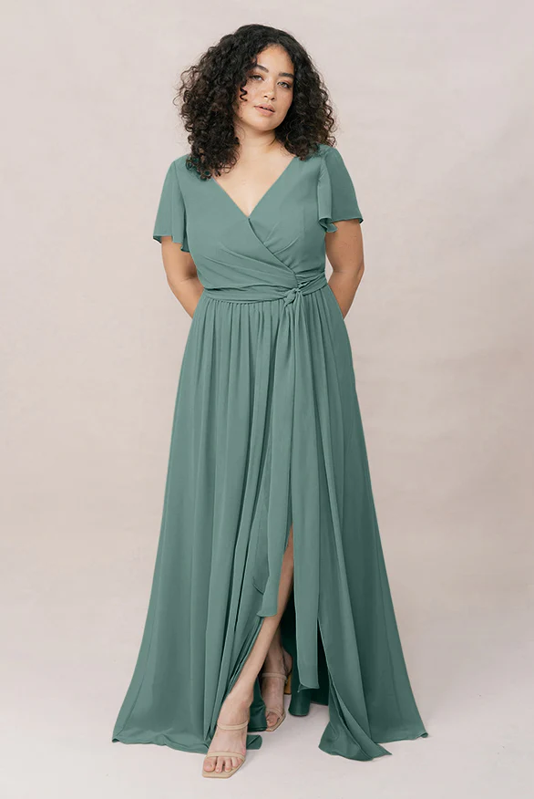 Harper Chiffon Faux Wrap Dress | Made To Order - Image 73