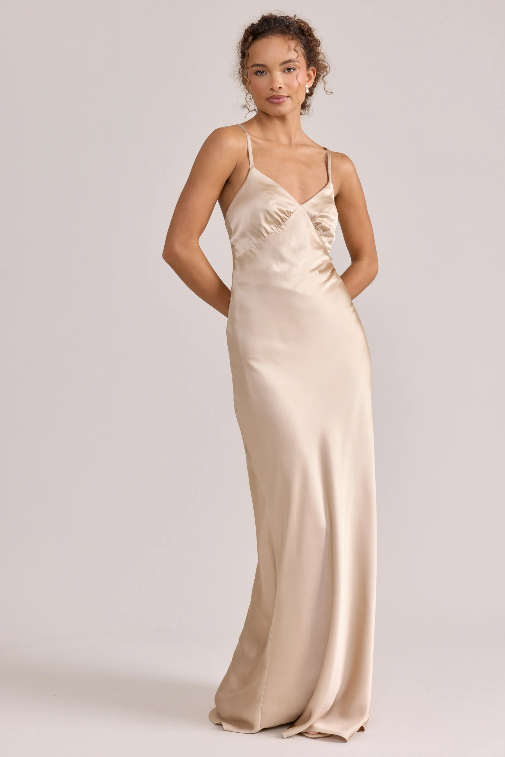 Iris Satin Dress | Ready To Ship | Gold Champagne - Image 2