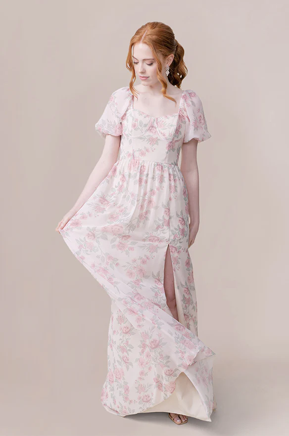 Isabella Chiffon Floral Print Dress | Made To Order - Image 18