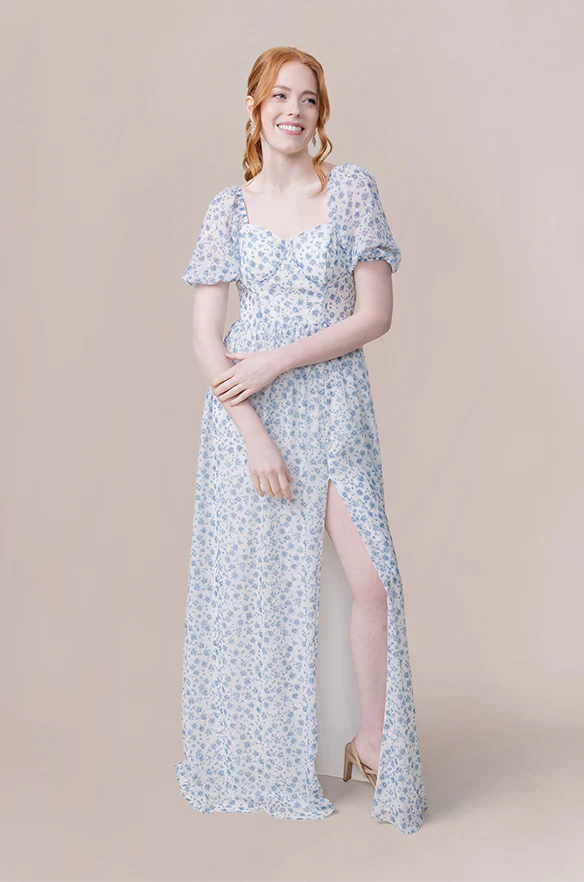 Isabella Chiffon Floral Print Dress | Made To Order - Image 23