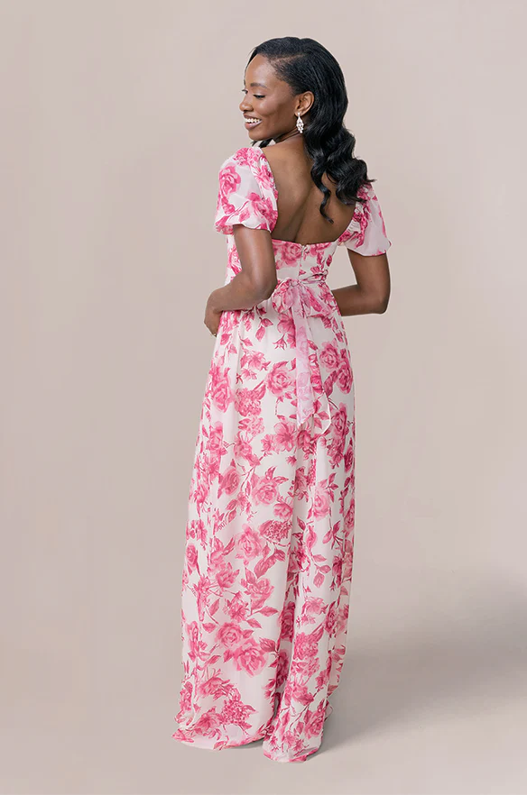 Isabella Chiffon Floral Print Dress | Made To Order - Image 25