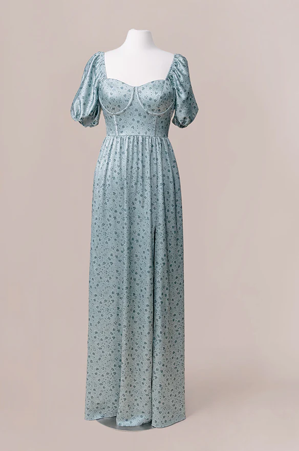 Isabella Satin Floral Print Dress | Made To Order - Image 29