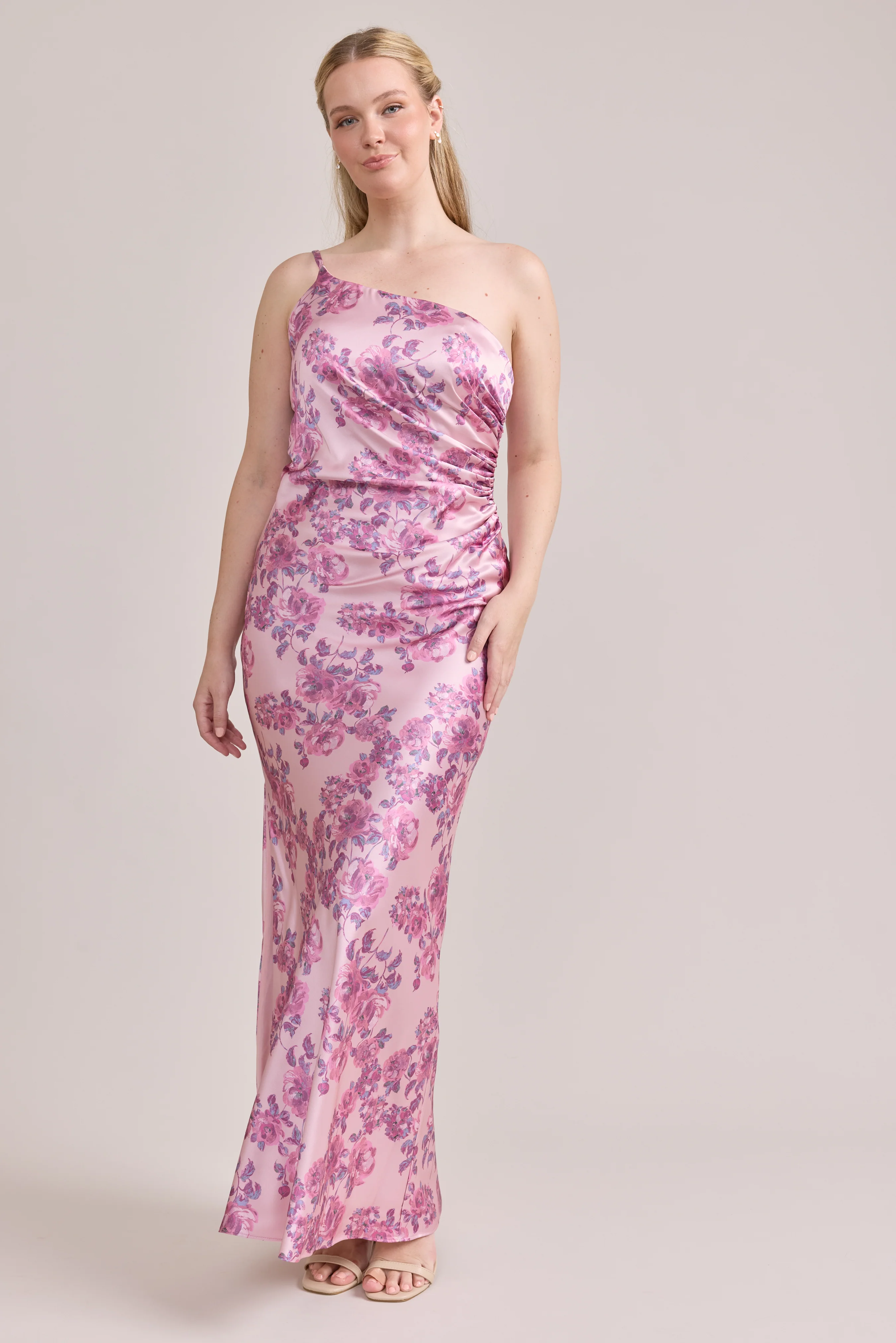Jade Satin Floral Print Dress | Made To Order - Image 105