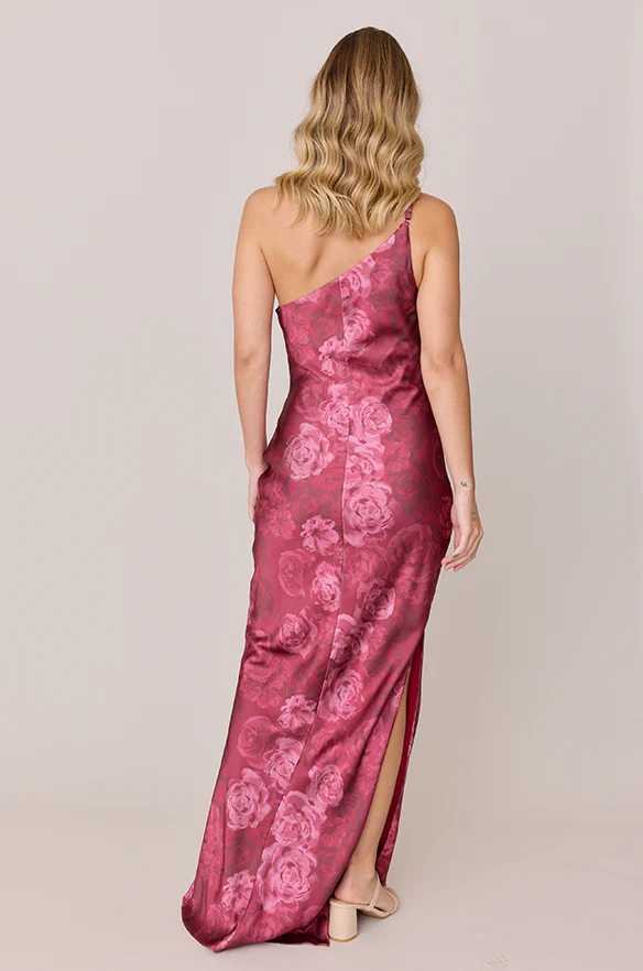 Jade Satin Floral Print Dress | Made To Order - Image 12