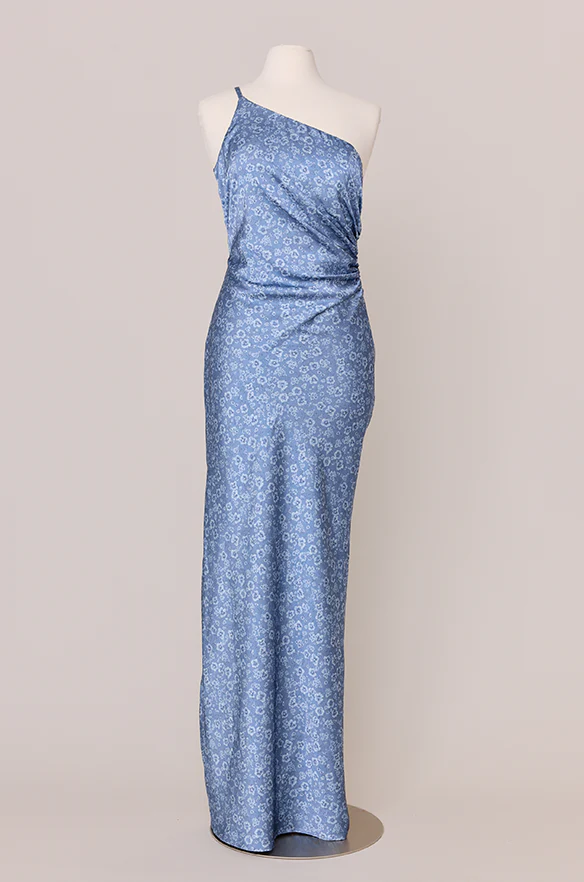 Jade Satin Floral Print Dress | Made To Order - Image 22