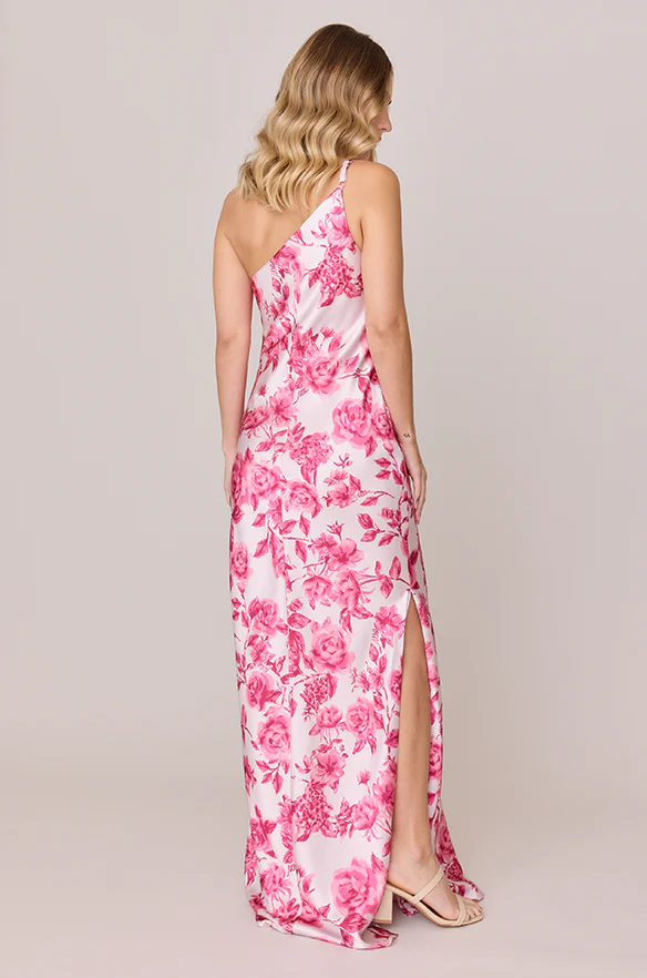 Jade Satin Floral Print Dress | Made To Order - Image 26
