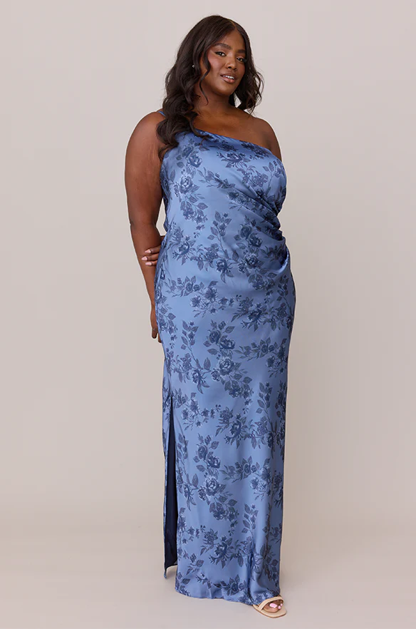 Jade Satin Floral Print Dress | Made To Order - Image 27