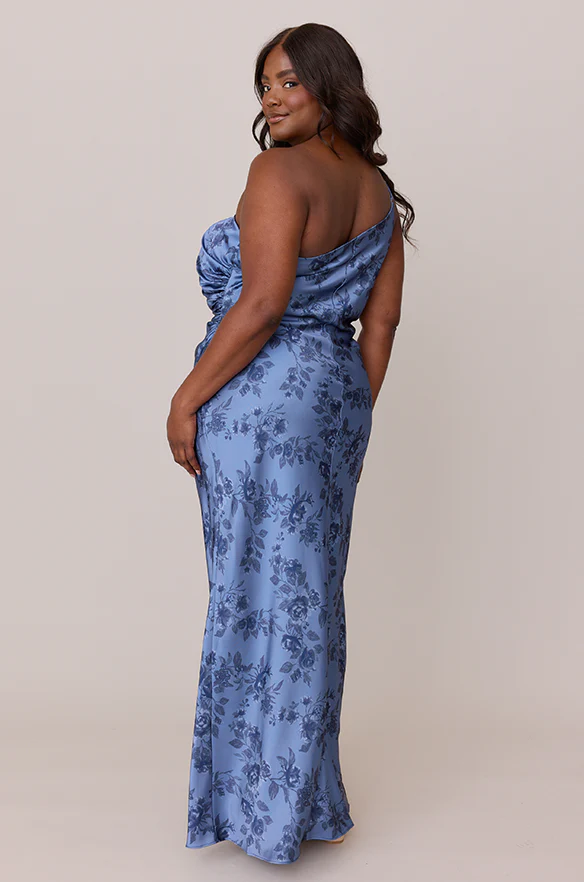 Jade Satin Floral Print Dress | Made To Order - Image 28