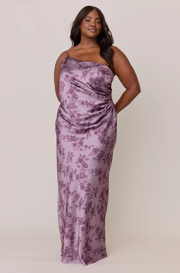 Jade Satin Floral Print Dress | Made To Order - Image 29