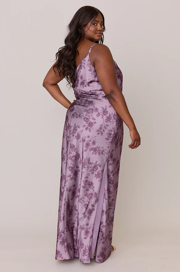 Jade Satin Floral Print Dress | Made To Order - Image 30