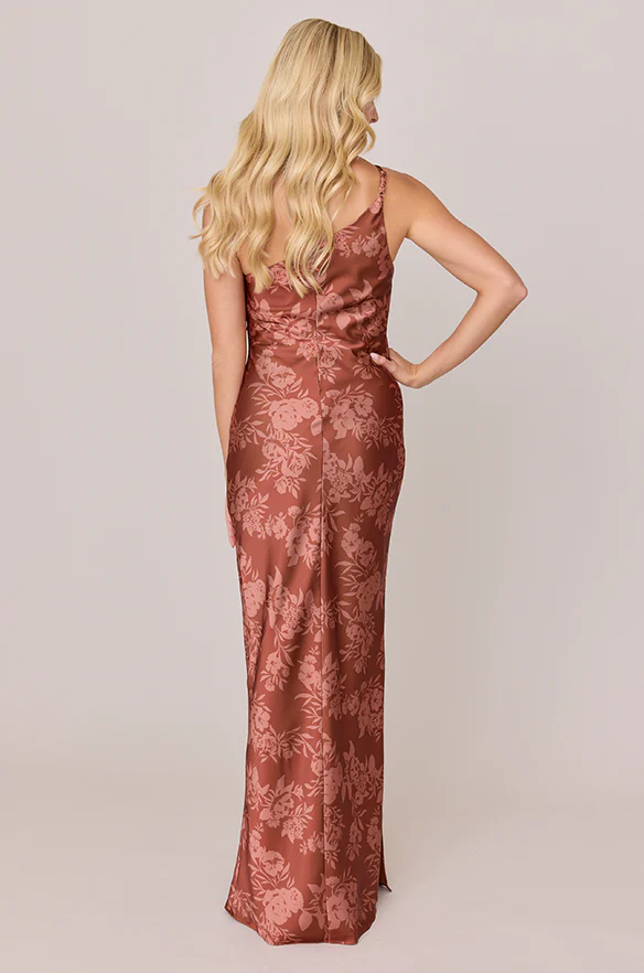 Jade Satin Floral Print Dress | Made To Order - Image 39