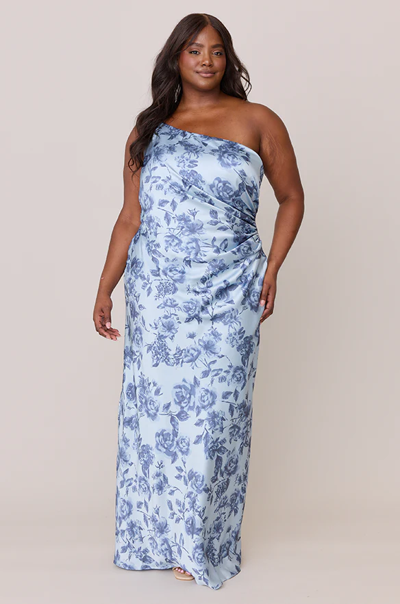 Jade Satin Floral Print Dress | Made To Order - Image 45