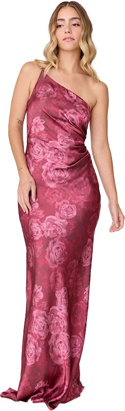 Jade Satin Floral Print Dress | Made To Order - Image 56