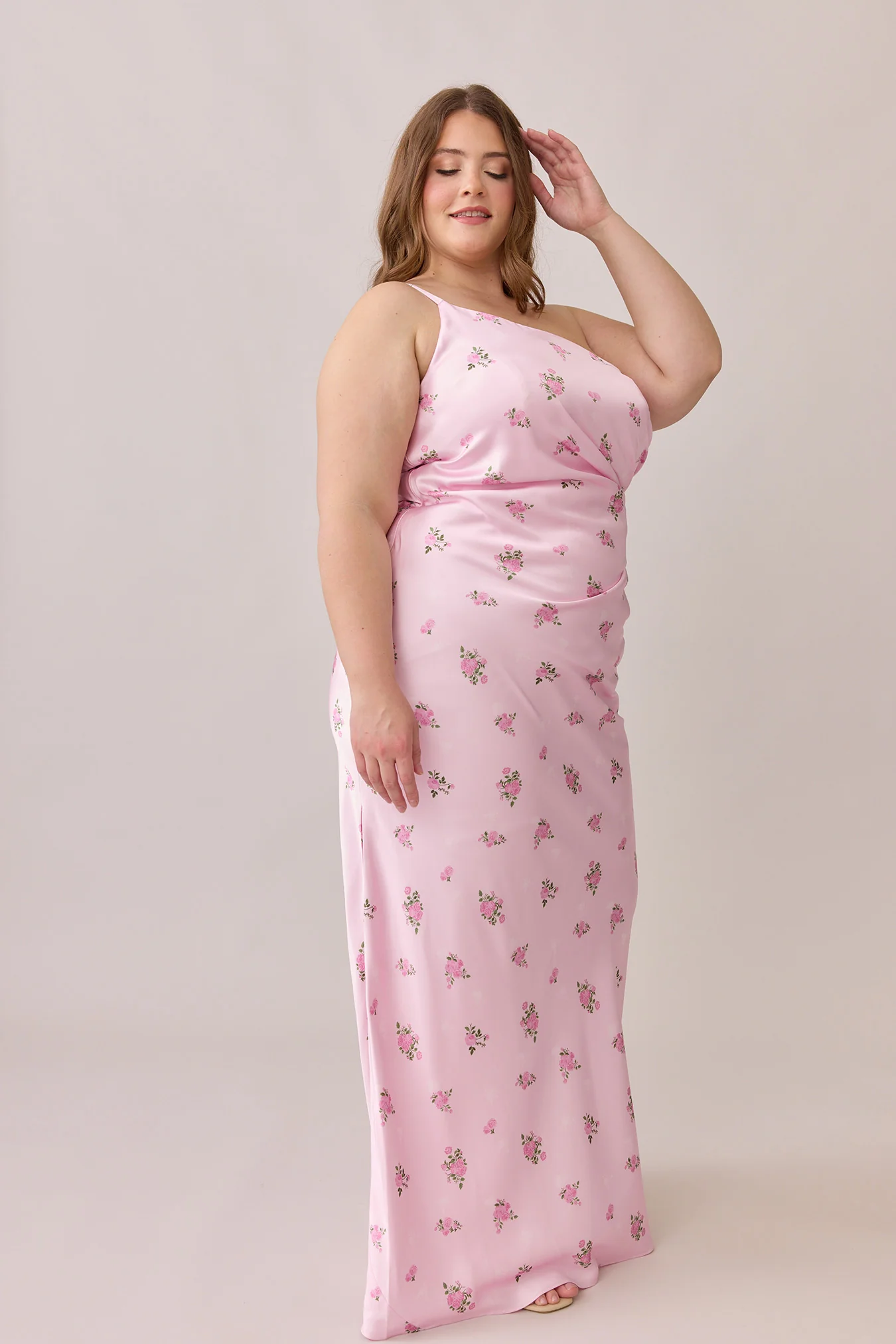 Jade Satin Floral Print Dress | Made To Order - Image 74