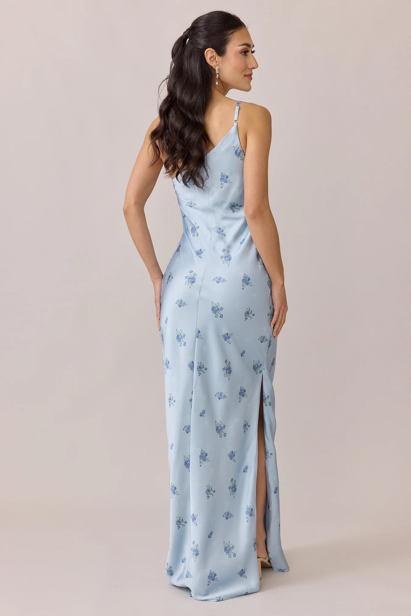 Jade Satin Floral Print Dress | Made To Order - Image 8