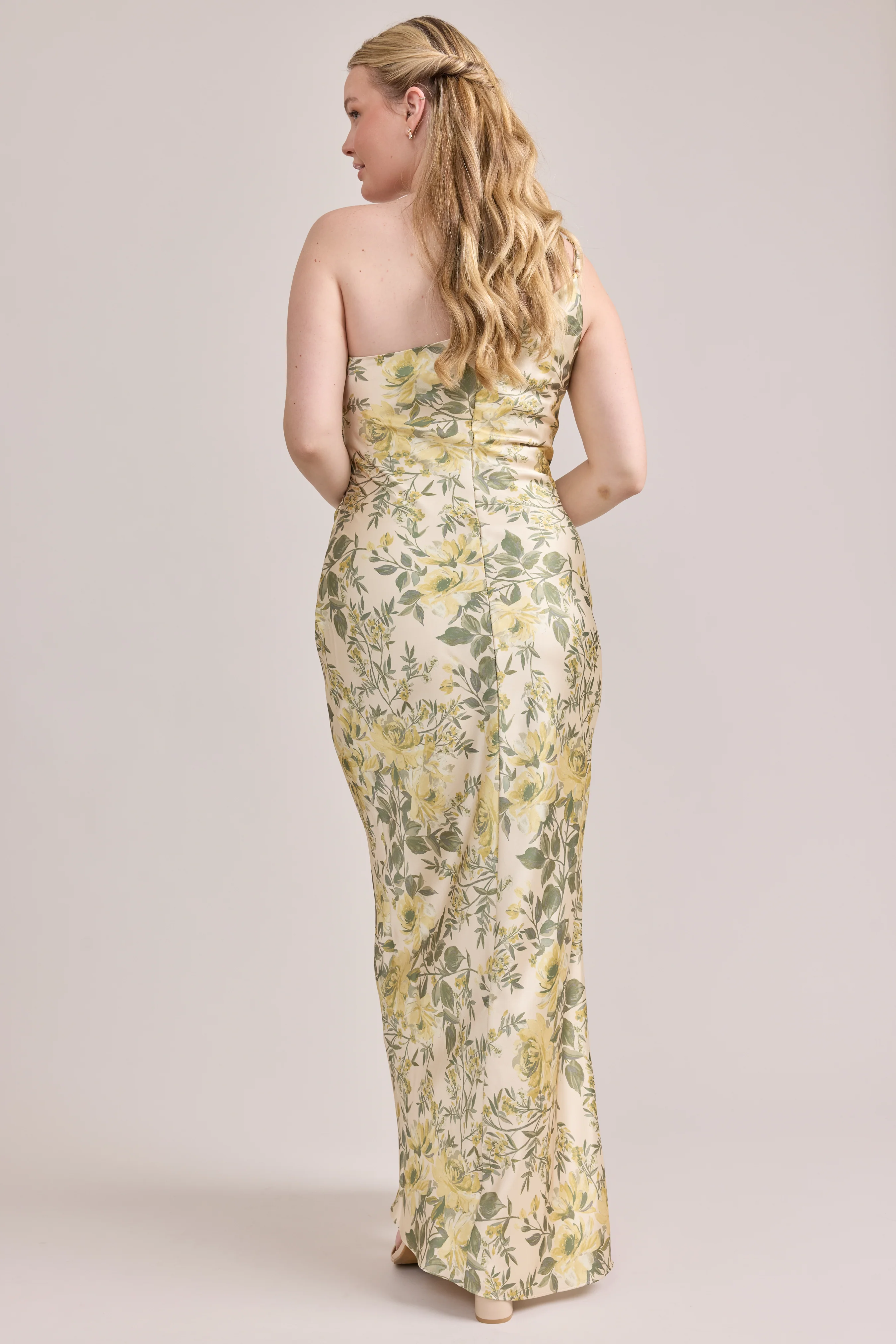 Jade Satin Floral Print Dress | Made To Order - Image 87