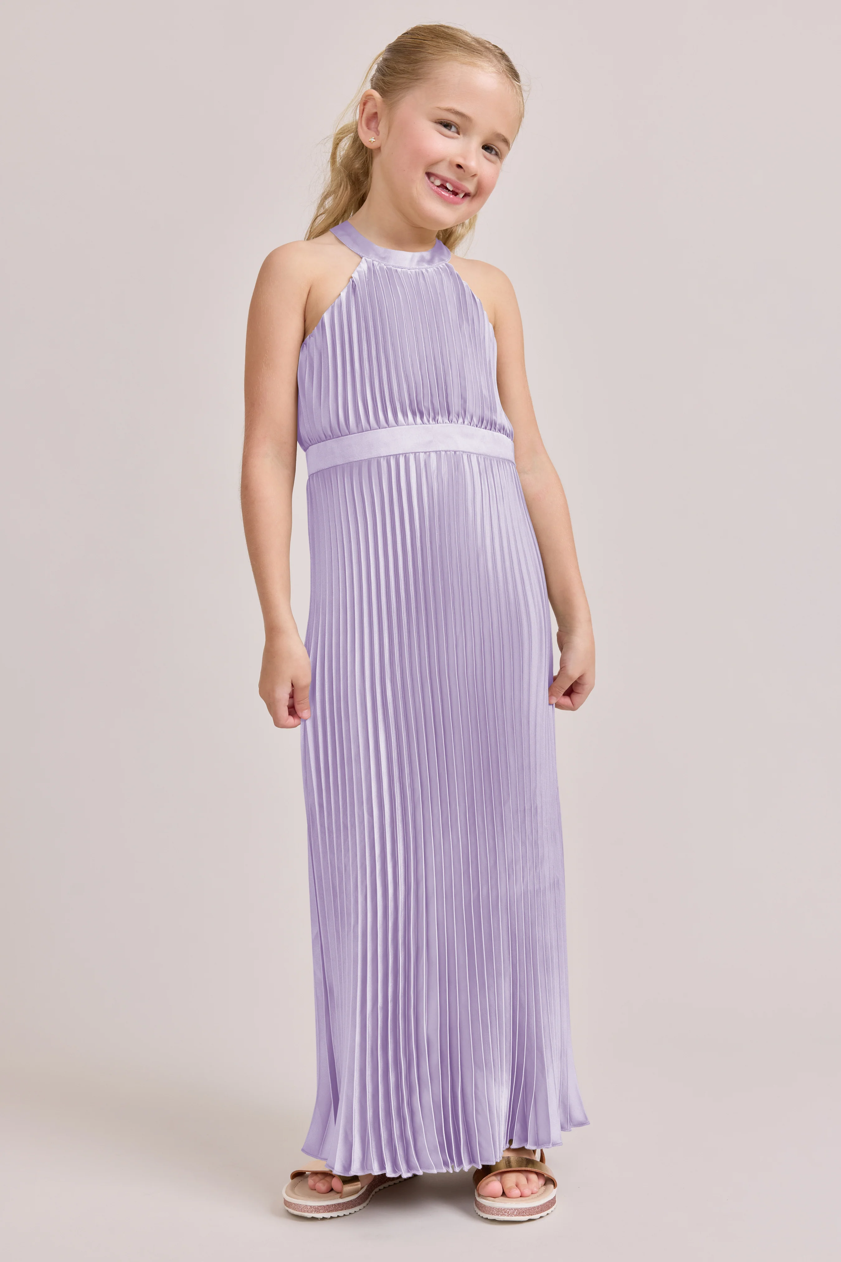 Juniors Mazie Satin Pleated Dress | Made To Order - Image 10
