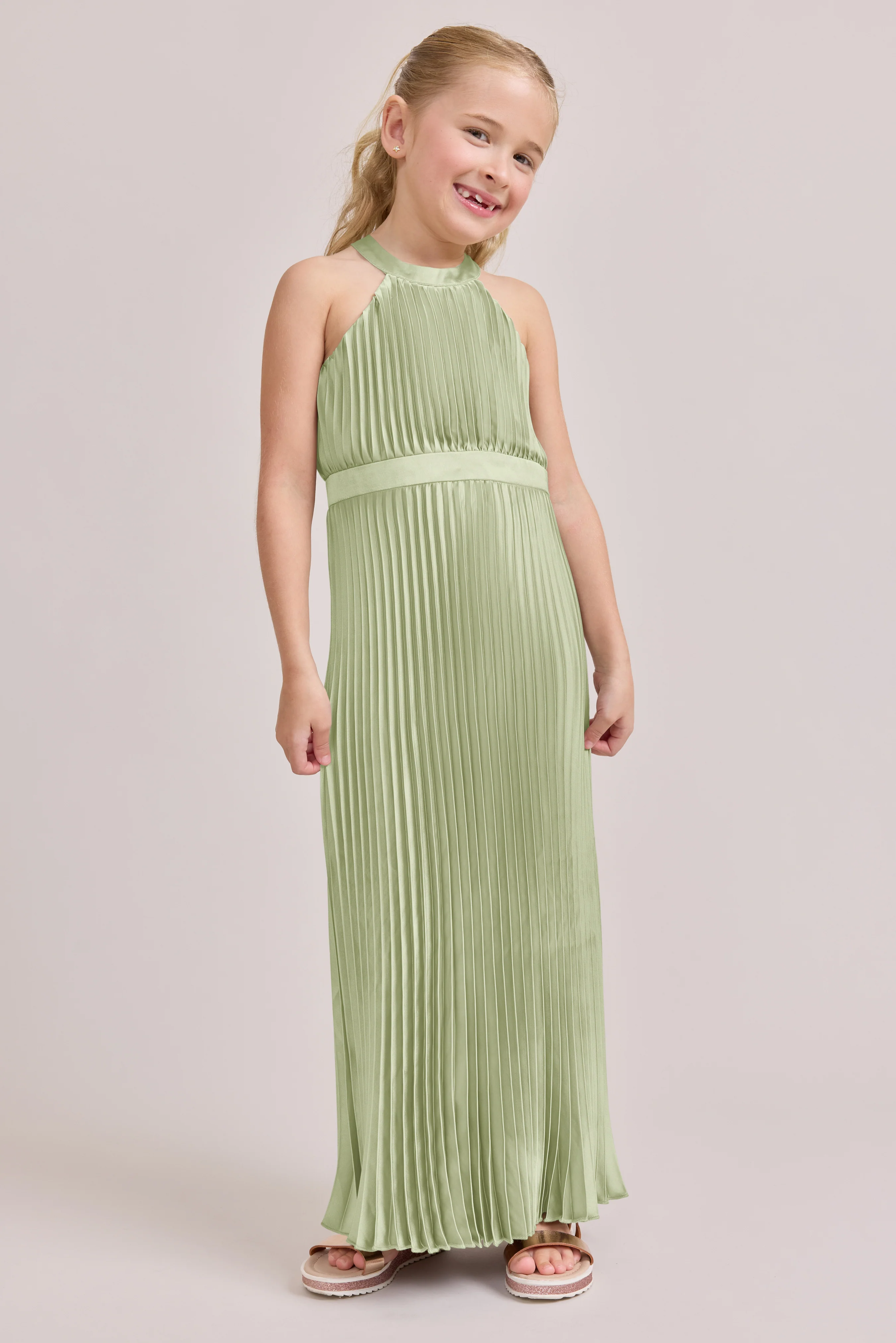 Juniors Mazie Satin Pleated Dress | Made To Order - Image 12
