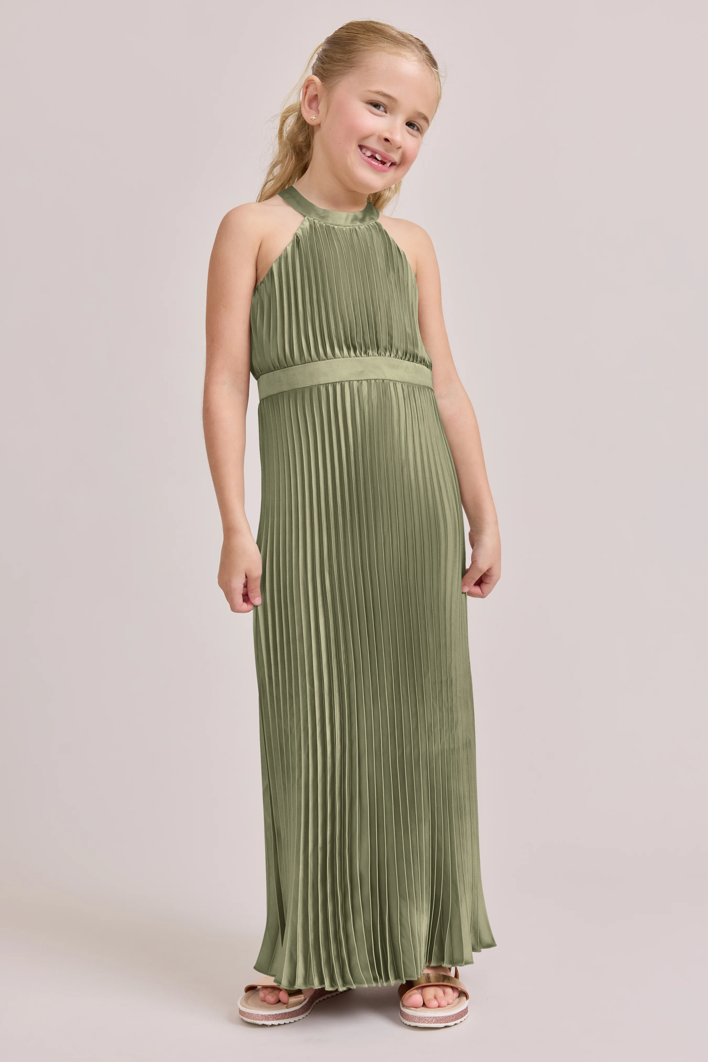 Juniors Mazie Satin Pleated Dress | Made To Order - Image 14