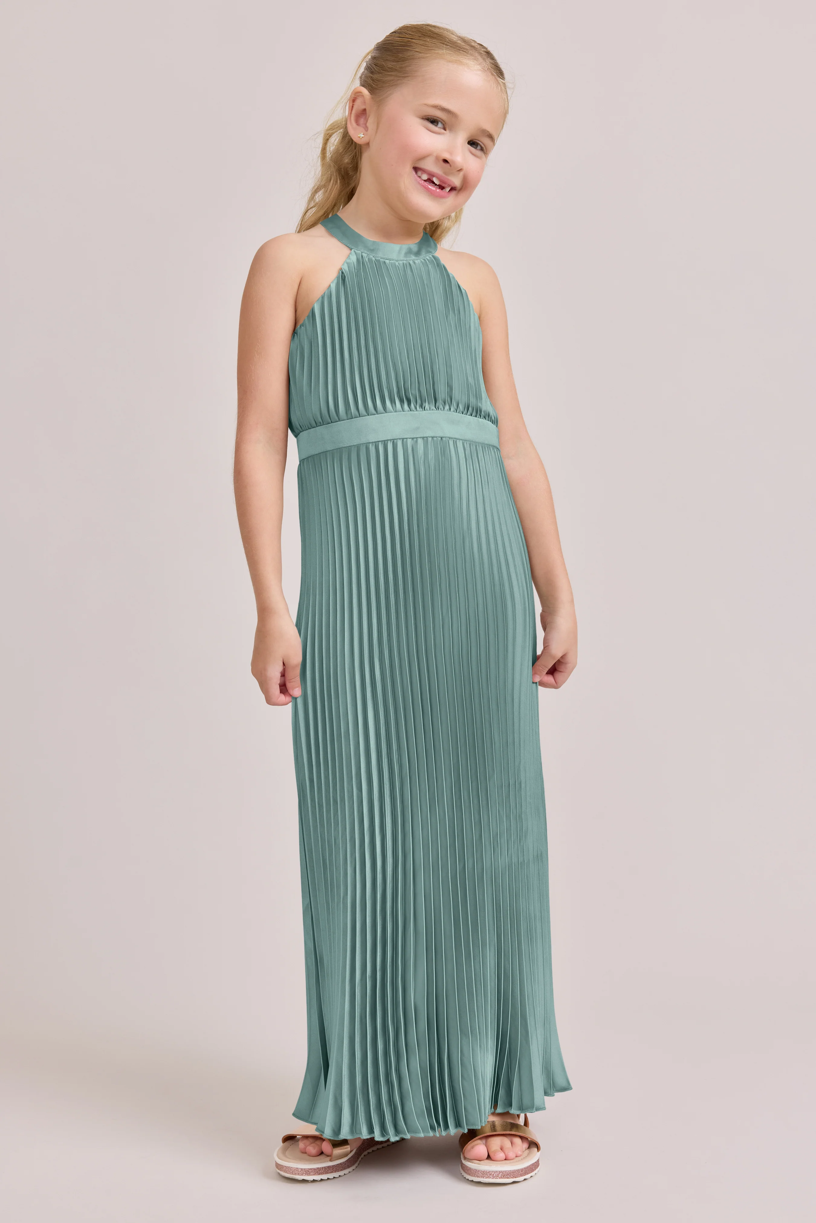 Juniors Mazie Satin Pleated Dress | Made To Order - Image 19