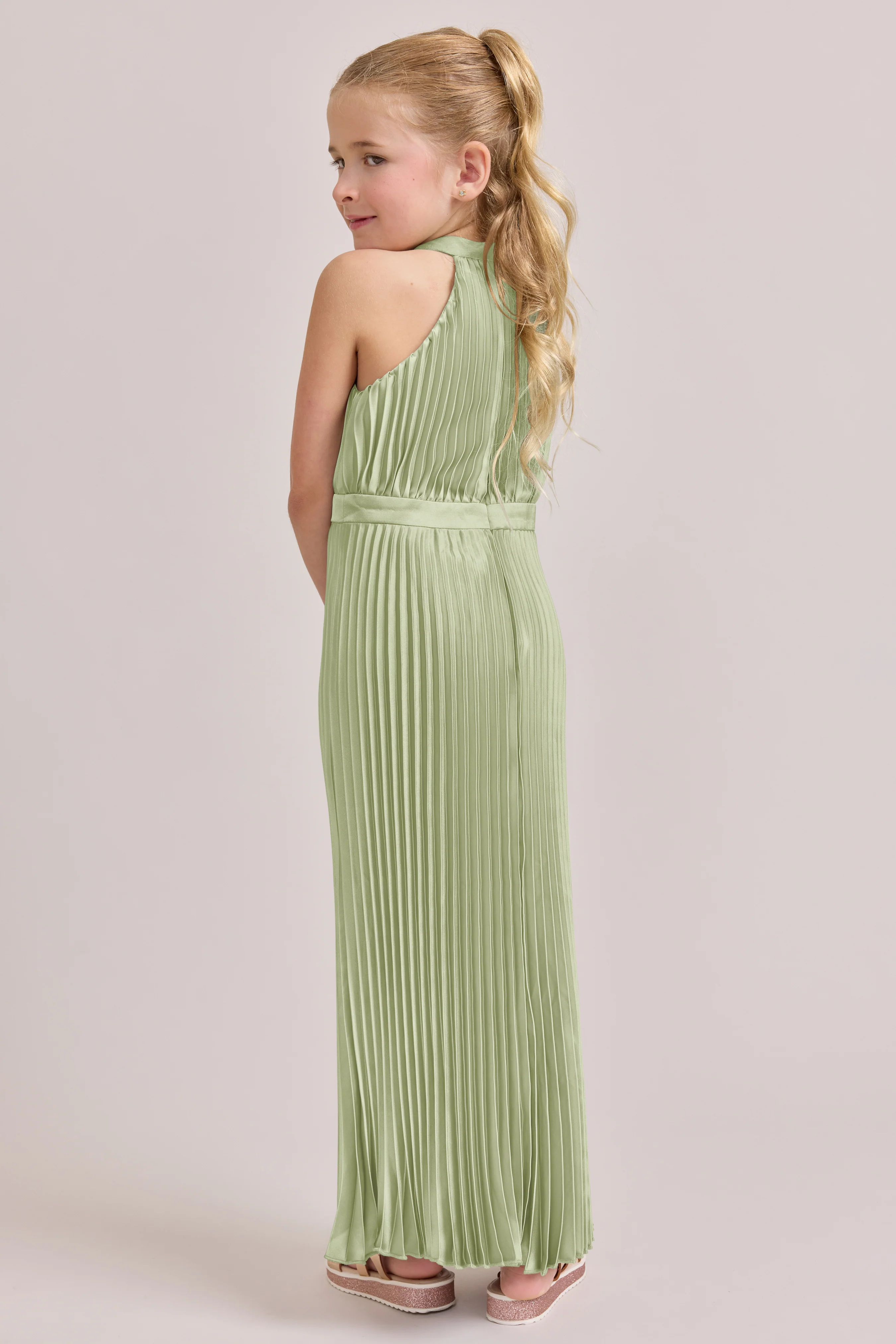 Juniors Mazie Satin Pleated Dress | Made To Order - Image 35