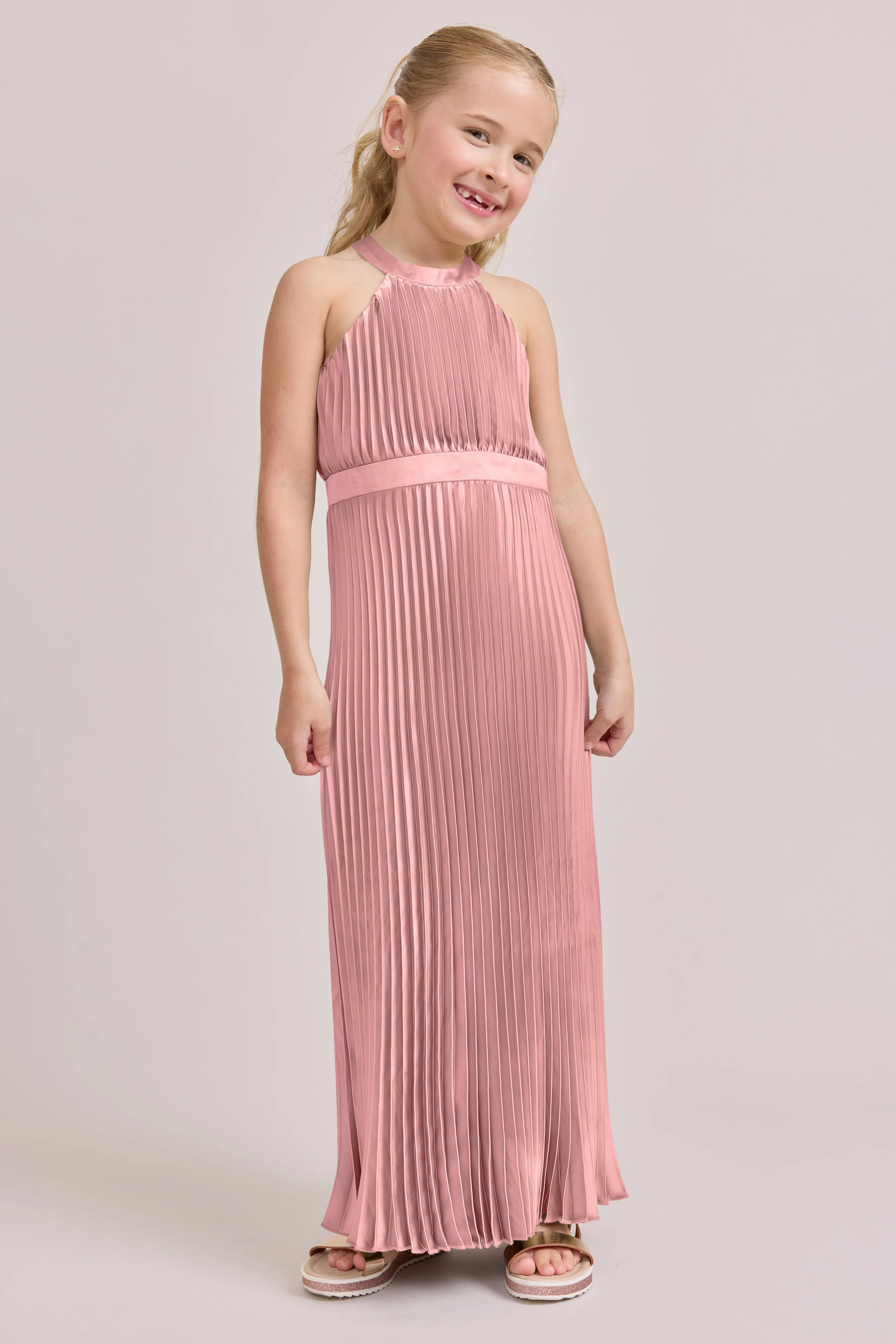 Juniors Mazie Satin Pleated Dress | Made To Order - Image 4