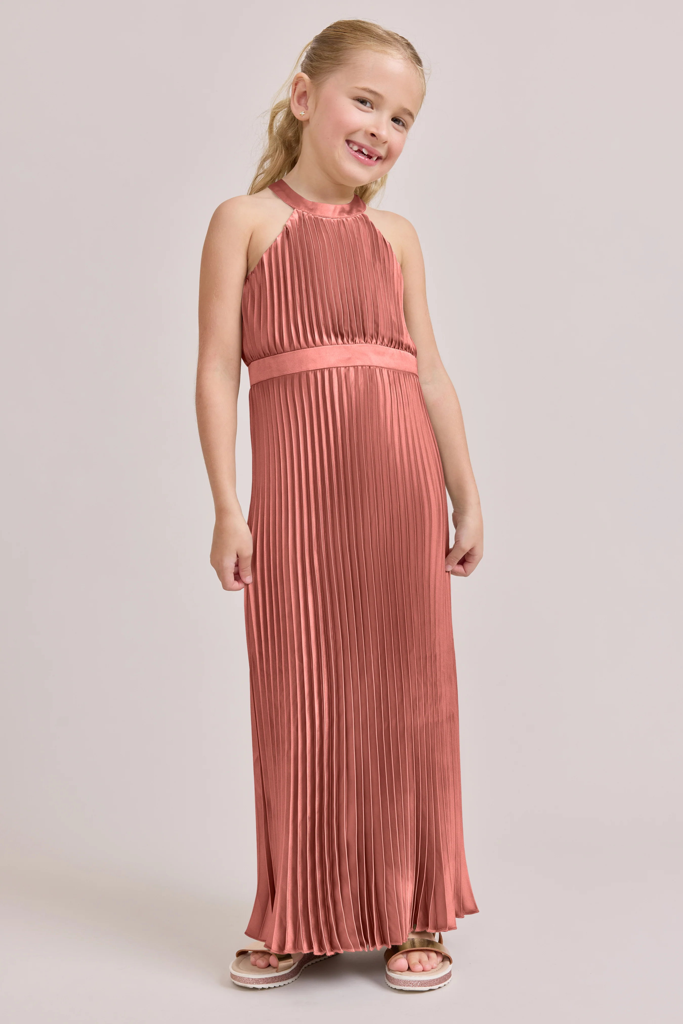 Juniors Mazie Satin Pleated Dress | Made To Order - Image 6