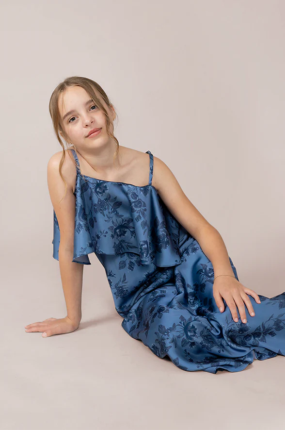 Juniors Riley Convertible Satin Floral Print Dress | Made To Order - Image 4