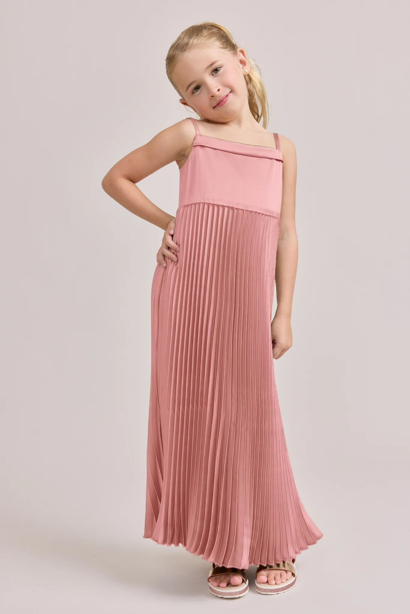 Kids Saylor Satin Pleated Dress | Made To Order - Image 14