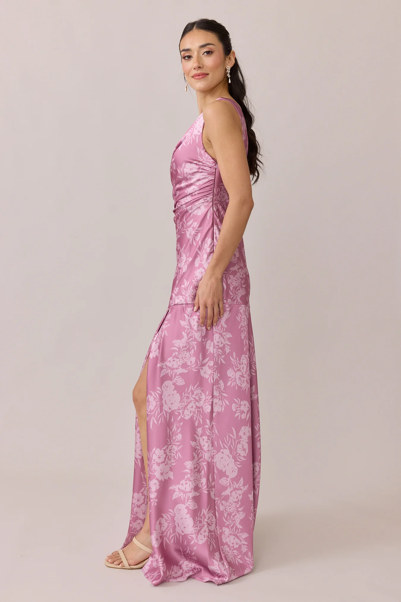 Livvy Satin Floral Print Dress | Made To Order - Image 39