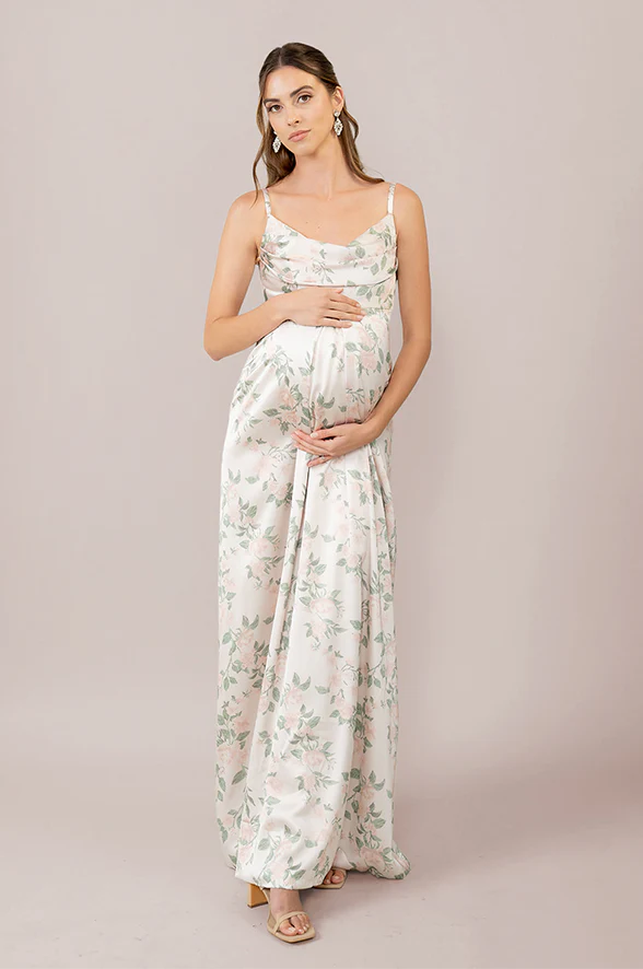 Maternity Skye Satin Floral Print Dress | Made To Order - Image 16