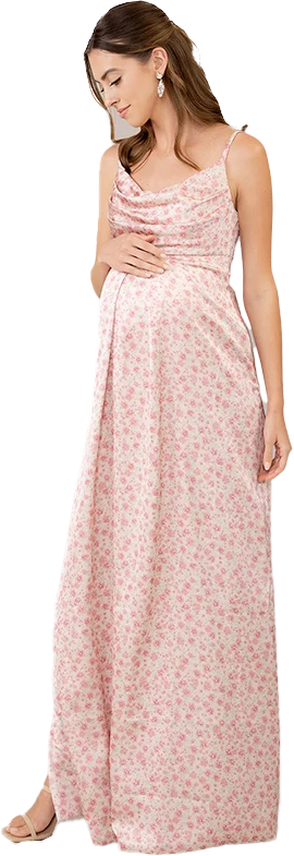 Maternity Skye Satin Floral Print Dress | Made To Order - Image 36