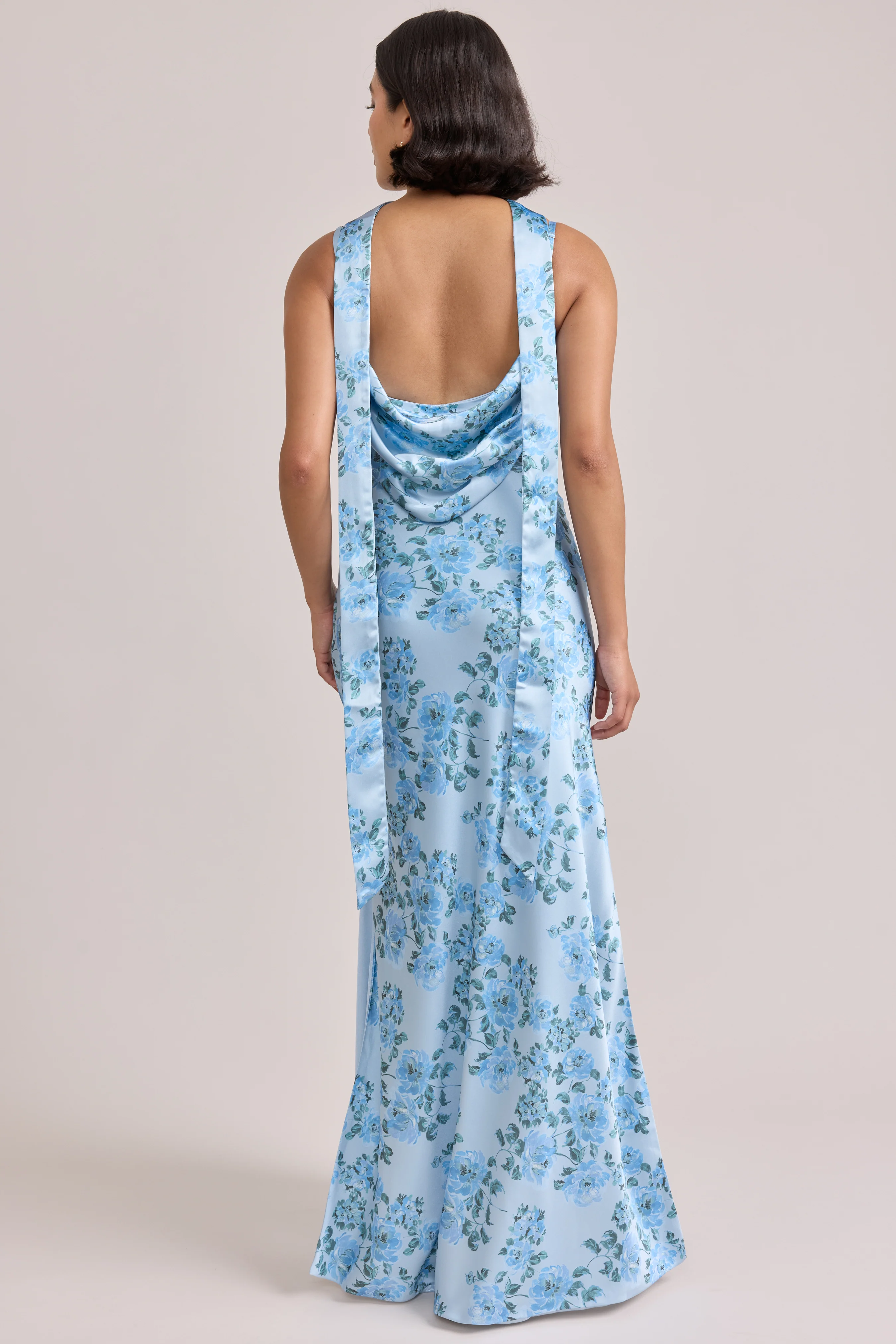 Nadia Satin Floral Print Dress | Made To Order - Image 104