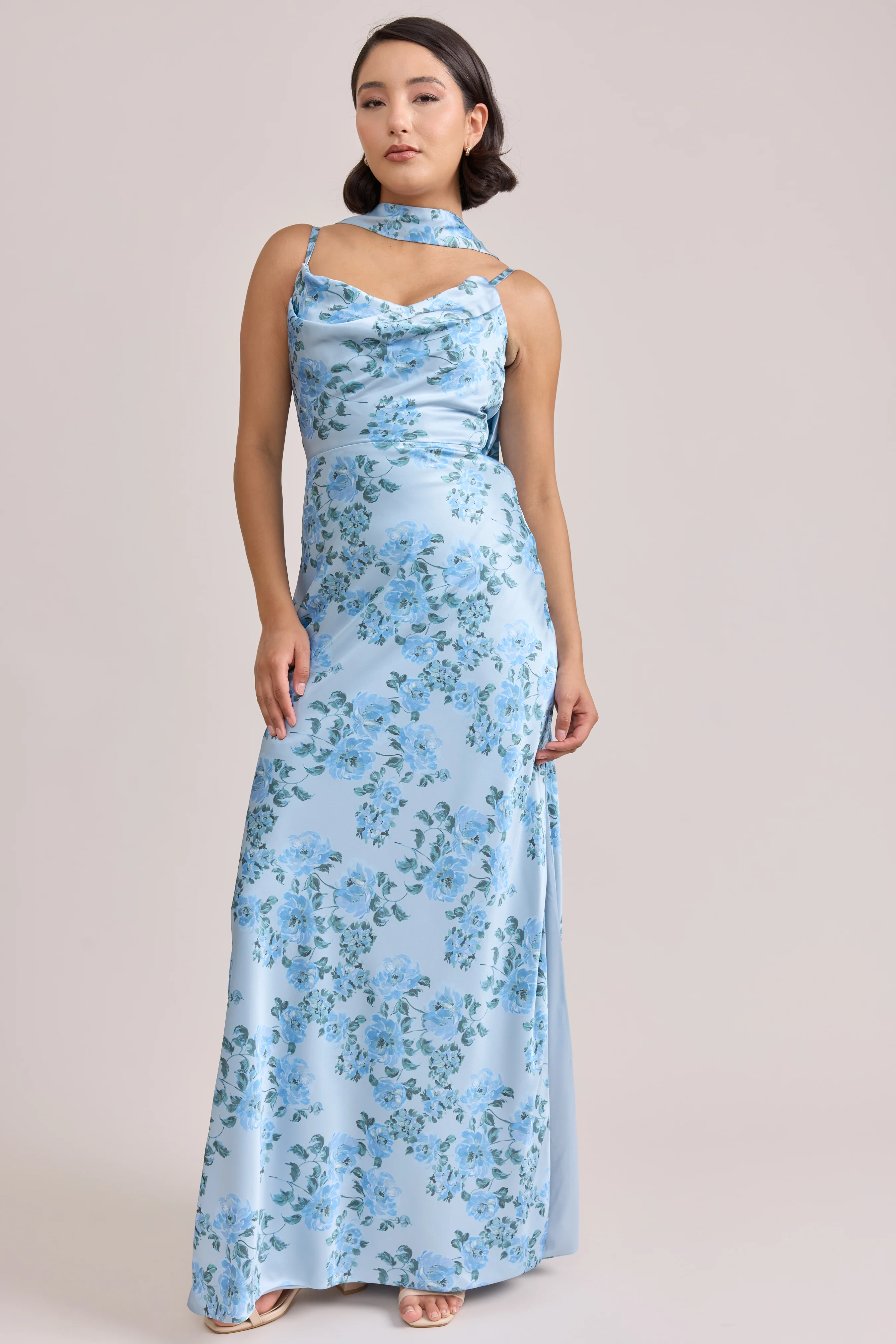 Nadia Satin Floral Print Dress | Made To Order - Image 106