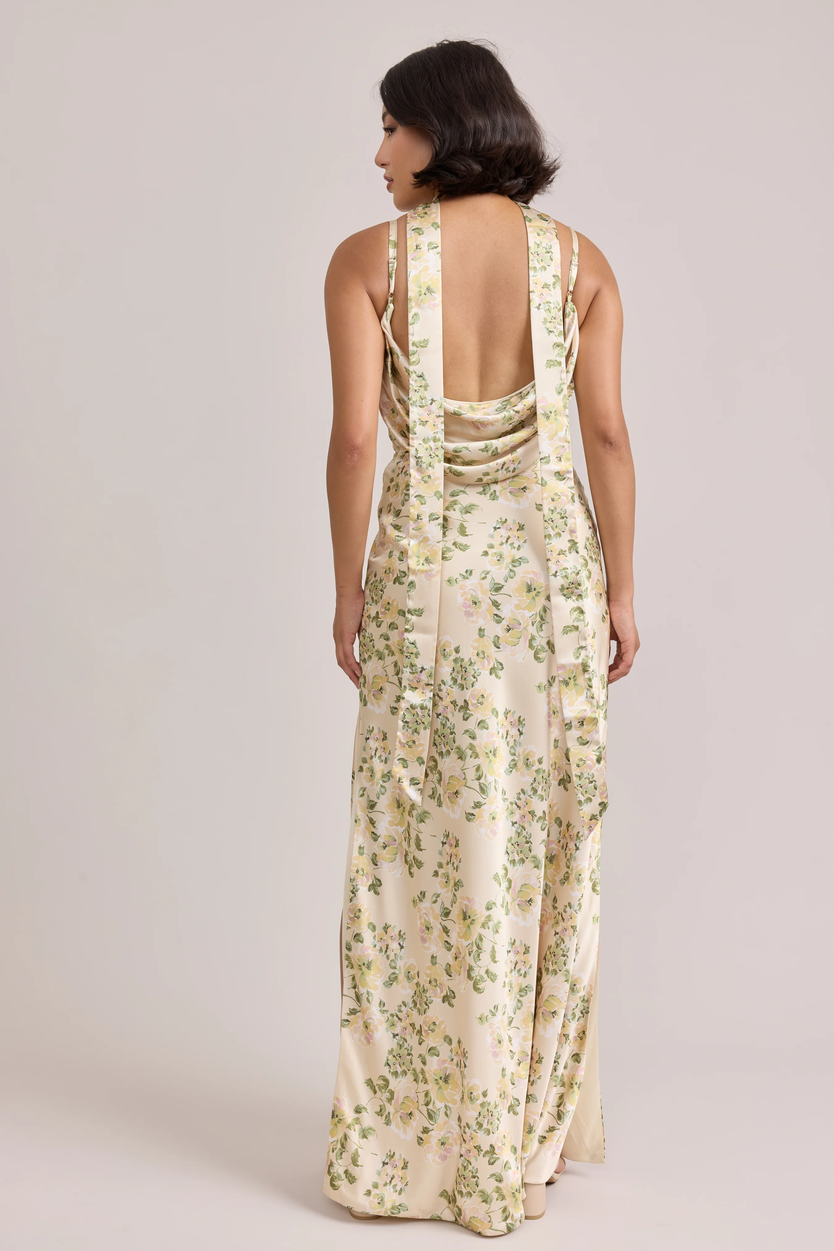 Nadia Satin Floral Print Dress | Made To Order - Image 108
