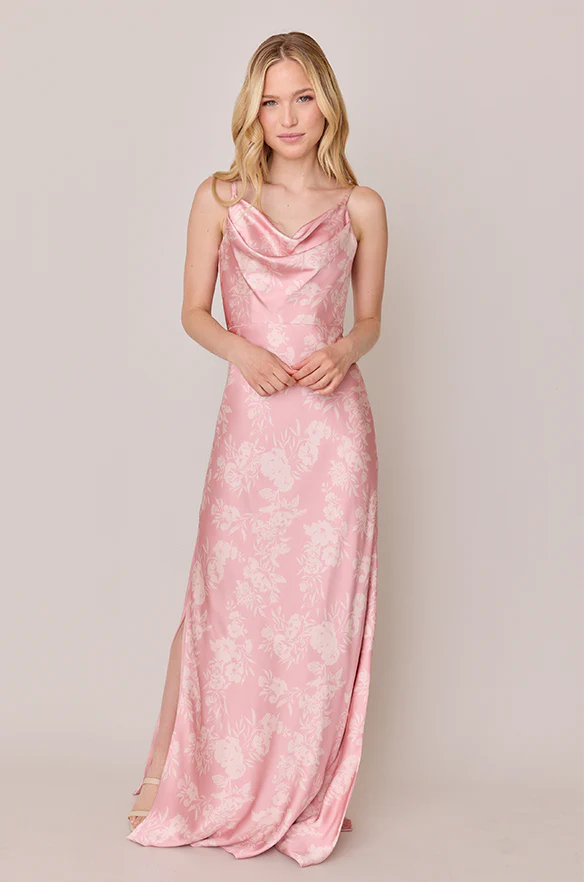 Nadia Satin Floral Print Dress | Made To Order - Image 11